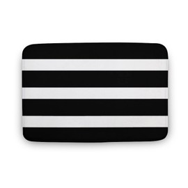 Striped Black and White Bath Mat Non-Slip Bathroom Rugs,Soft Absorbent Bath Rug for Bathroom Floor18 x30