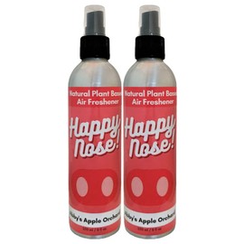 Happy Nose! Natural Plant-Based Air Freshener, Odor Neutralizer Spray for Home, Work, Pets, Vehicle, Smoke, Sports Equipment (Abby's Apple Orchard, 2 Pack)