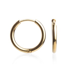 Schlichte Creolen gold • Filigrane Ohrringe Basic • Nickelfreie Ohrhänger Edelstahl 18k vergoldet • Wasserfester Modeschmuck • MIX & MATCH • Ø 16mm…