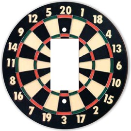 Island Gifting - Dartboard Design - Round Rocker Light Switch Plate Cover, Decorative Wall Plate, Modern Electrical Rocker Cover