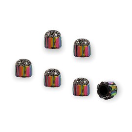 CB - Tapones de vidrio para válvula de neumático con diamantes de imitación hechos a mano, para el estilo de coche, diamante de titanio colorido, 6 unidades, 6 unidades