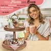 2 Tiered Tray Stand [Includes 3 Changeable Handles] - Rustic