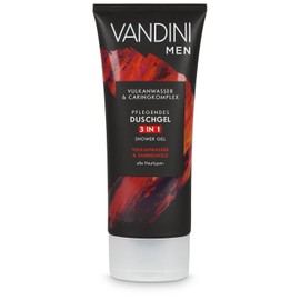 VANDINI 3-in-1 Shower Gel for Men Volcanic Water & Sandalwood 200 ml - Men's Shower Gel Vegan Suitable for All Skin Types - Sandalwood Shower Gel Men, Men's Shower Gel