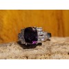 Amethyst Cushion Cut Lab Created Amethyst Cocktail Ring CZ Accents