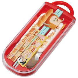 Skater TACC2AG-A Children's Cutlery Set, Lunch, Chopsticks, Spoon, Fork, Made in Japan, Sliding Type, Name Sticker, Antibacterial, Trio Set, Pandorobo for Boys and Girls