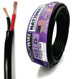 NATIONAL Wire&Cable - 12 Gauge 2 Conductors Premium Electrical Wire - Made in USA - 12 AWG Wire Stranded PVC Cord Copper Cable 25 Ft. Indoor and Outdoor Lighting Automotive Battery