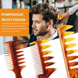 GEN'C BÉAUTY 3-Piece Hair Comb Set – 3-Prong Hair Pick, Wide-Tooth Detangling Comb & Fine-Tooth Styling Comb (Tortoiseshell)