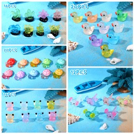 84Pcs Mini Resin Animals,Luminous Resin Animal Tiny Small Animals Glow in The Dark Axolotl Duck Frog Turtle Coral Miniature Figures for Garden Dollhouse Decor