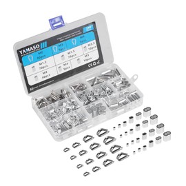 YAMASO 240PCS Stainless Steel Wire Rope Cable Thimbles Aluminum Crimping Loop Sleeve 1/16'' 1/8'' 3/16'' 5/32'' for Wire Rope Cable