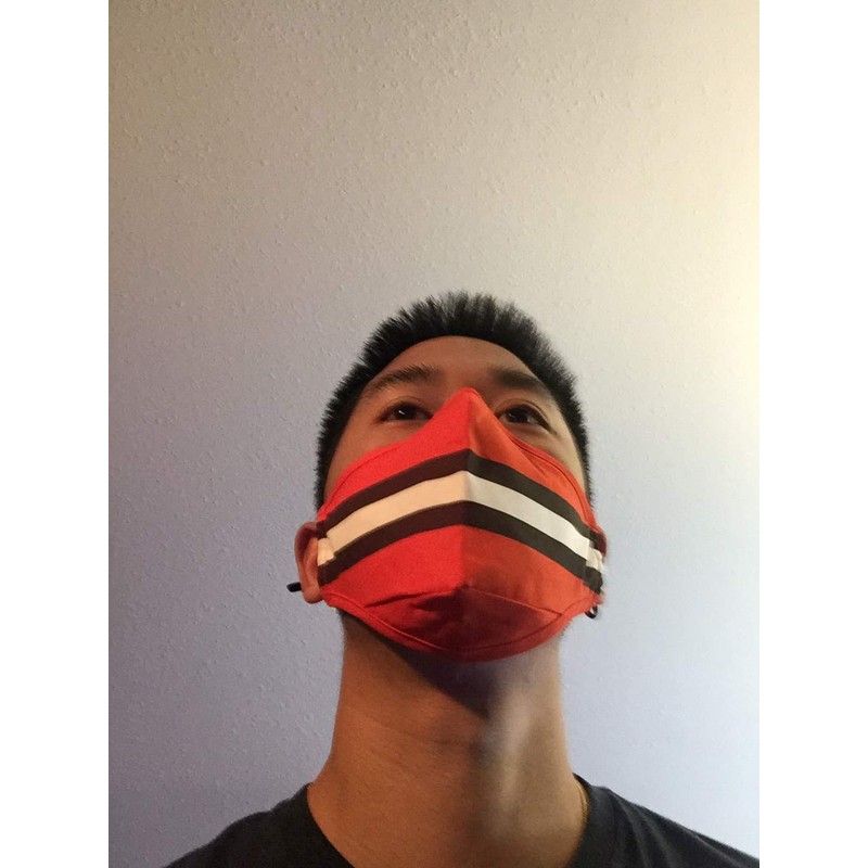 Orange & Brown Stripes Team Mask w/Gray Mask - Face