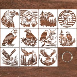 Gzfwthl 11pcs Eagle Stencils Large Reusable 11.8inch Animal Wood Burning Stencils for Painting Wildlife Stencil on Wall Drawing DIY Crafts Home Decoration