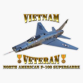 HOF Trading F-100 Super Sabre Vietnam Veteran Vinyl Sticker Waterproof Decal Laptop Wall Window Bumper Sticker 5"