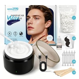 WaxFans Kit de cera de nariz, kit de cera para nariz, orejas y cejas de hombre, mini olla de cera con cuentas de cera de 3.53 oz y 20 varillas de cera