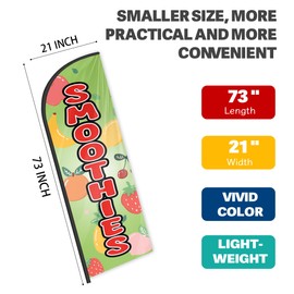 Smoothies Feather Flag for Business Advertising 6 FT Swooper Flag for Storefronts Retailers Shops Food Trucks Events and Fairs (Flag Only)