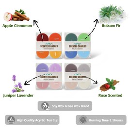 Colored Tealight Candles Scented, Natural Soy & Bee Wax Blend, 16 Colors & 4 Fragrances for Candle Painting & Home Decor，3.5 Hour Burn (16-Pack) by Kissingfish