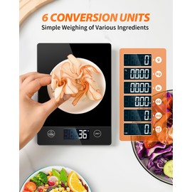 Digital Kitchen Scales 10 kg Glass Digital Scales Electronic Household Scales for Baking, Tare Function, Touch Button, 1 g Accurate, Black