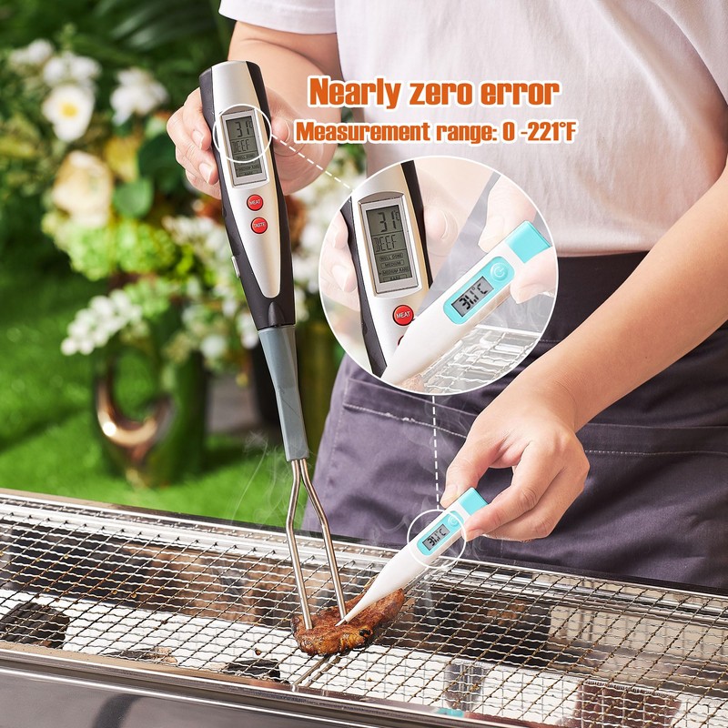 lfcforldx Meat Thermometer Fork with Electronic Ready Alarm, Digital Cooking