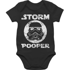 Shirtracer - Baby Bodysuit Boy Girl - Sayings - Storm Pooper Vintage, 1 black