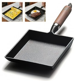 JUSTHERE Tamagoyaki Pan, Japanese Omelette Pan Nonstick, Multifunctional Square Japanese Egg Pan, 6.1 x 7.3 inch, Cooktop Safe (Black)