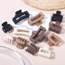 SMKSL 3 Styles Hair Clips for Women Small Claw Clips for Thin Hair Medium Hair Claw Clips Big Hair Clips for Thick Hair 12 Pcs Clips for Hair Combination Hair Accessories for Women (Brown)