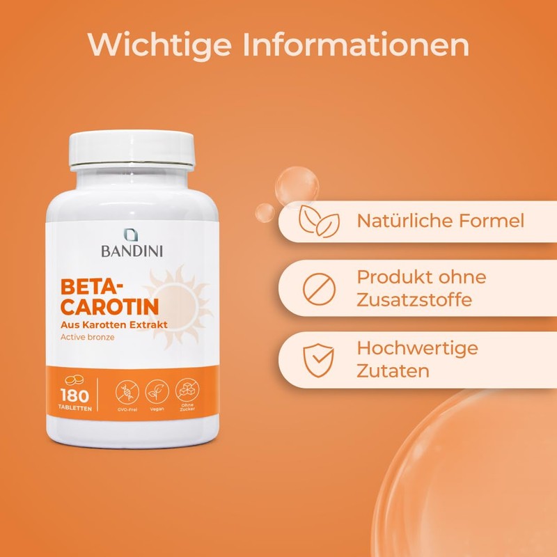 Bandini® Beta Carotene 180 Tablets Beta Carotene from Carrot Extract