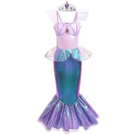 Yabijiojio Little Girls Mermaid Costume Kids Toddler Mermaid Dress Princess Birthday Costumes with Crown 10T Years pink