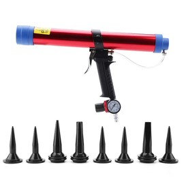 Pneumatic Glass Glue Sealant Caulk Gun Cartridge Air Gun 300~600ML with 8 pcs Caulking Head