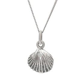 81stgeneration 925 Sterling Silver Sea Shell Necklace for Women - Small Scallop Seashell Pendant With Curb Chain - Conch Charm - Boho Necklaces for Women - Mermaid Gifts