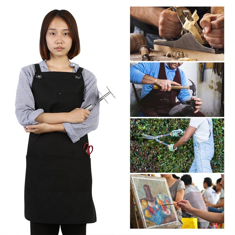 Canvas Apron Kitchen Cooking Carpenters Machinists Working Uniform with Crossed