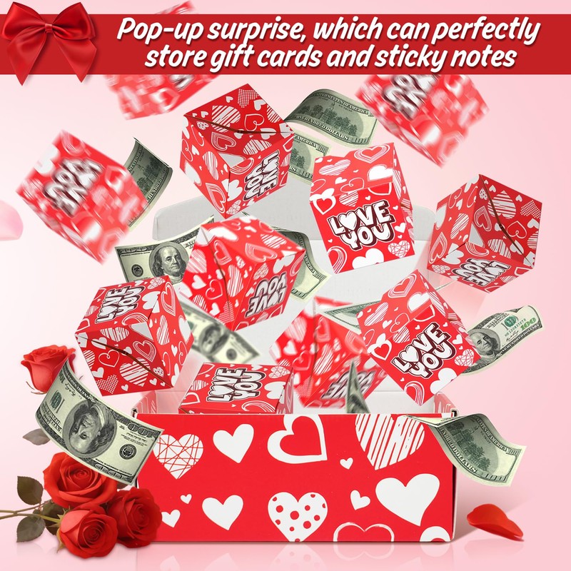 NefosLeuki Surprise Gift Box Explosion for Money,Valentines Pop-Up Explosion Gifts