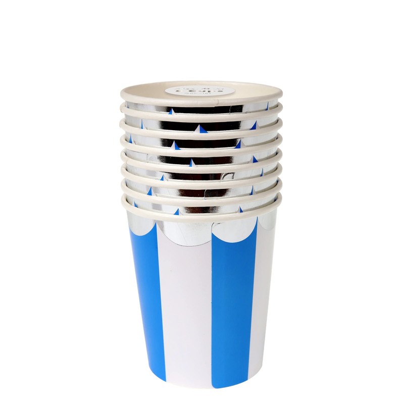 Meri Meri Blue Fan Striped Cups