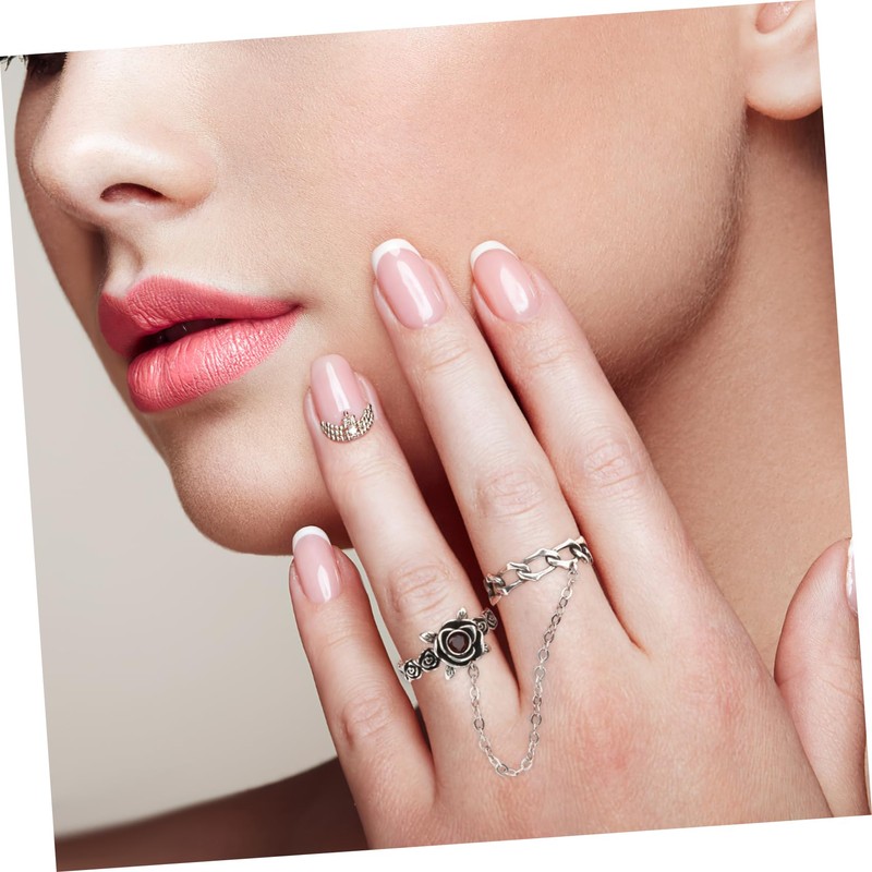 FOMIYES Rose Chain Ring Vintage Finger Jewelry for Women Aesthetic