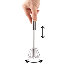 FALINGO Schneebesen Rührbesen Quirl Handrührer Milchaufschäumer zum Mixen & Rühren inkl. Standrack (1 Stück, Schwarz)