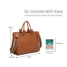 Women's Spacious Shoulder Bag Lightweight Tote PU Leather Handbag with Long Strap -EMERALD