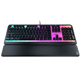 ROCCAT Magma Silent Membrane Switch PC Gaming Keyboard with 5 Zone/10 LED AIMO RGB Top Plate and Detachable Palm Rest - Black
