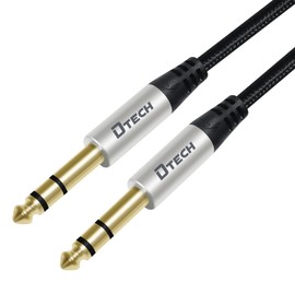 DTECH 6.35mm Audio Cable Guitar Cable Male to Male Nylon 6.35mm Jack Stereo 6.35mm Converter Cable 1/4 TRS Balance Cable for Musical Instrument Cable for Guitar Bass Mixer Amplifier and More (1.5M)