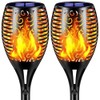 Quiltered Solar Torch Lights Outdoor Dancing Flickering Flame 2Pack