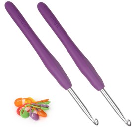 Coopay Crochet Hooks 5.0 mm, Pack of 2 Metal Crochet Hooks, Ergonomic Crochet Hook with Soft Grip for Arthritic Hands, TPR Handle Crochet Hooks for Beginners & Professionals, Comfortable Crochet Hook