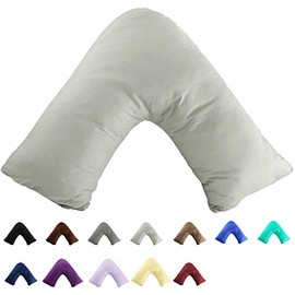 Gyulin 100% Cotton 300 Thread Count Soild Envelope Style V Shaped/Tri/Boomerang Standard Pillow Case Cushion Cover Only Cover No Insert (Grey/Gray)