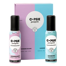 Oopsie Poopsie Pre GO toilet spray, discreet & portable original Pre-poo spray to use on the go. Assorted scents Lavender Scape/Summer Sea Toilet Odor Eliminator 2oz bottle Gift Set 2 pack