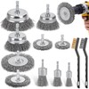 DazSpirit 12-Piece Wire Brush Drill with Hand Wire Brushes, Brass