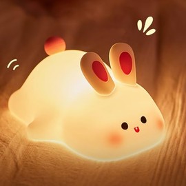 Lilampts Cute Silicone Rabbit Night Light, Dimmable Light up Bunny, Cute Silicone Baby lamp, Rechargeable Bunny Light for Kids Room Decor, Squishy lamp for Nursery Breastfeeding Bedroom Living Room