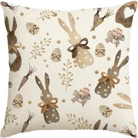 HLCYGJIN Easter Pillow Covers 18x18 inch Happy Easter Hunny Bunny Eggs Throw Pillow Covers Bunny Eggs Spring Cushion Case for Sofa Couch Bedroom Holiday Festivals Home Decor 18