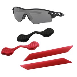 HiCycle2 Compatible/Replacement Oakley Radarlock Path Sunglasses Earsock/Nosepiece Kit (Red Temple+(red&Black) Nose Pads)