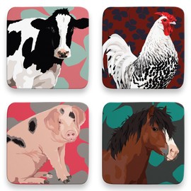 Leslie Gerry Animal Coasters, Set of 4