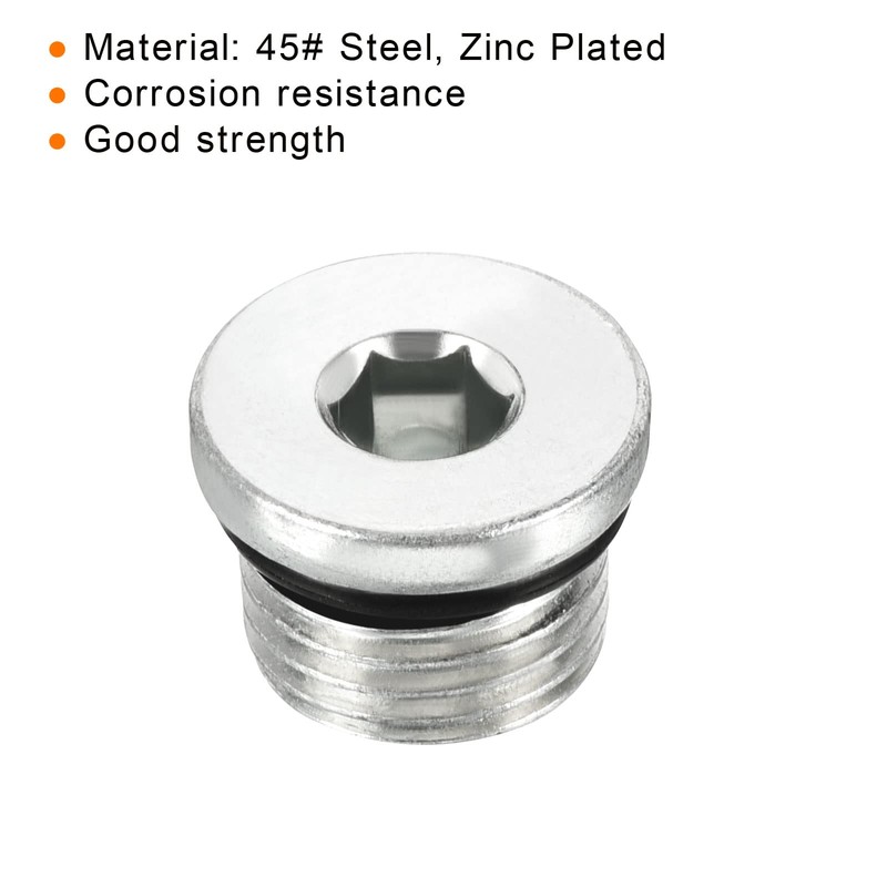 PATIKIL 9/16-18UNF Internal Hex Head Pipe Fitting Plug, 2 Pack