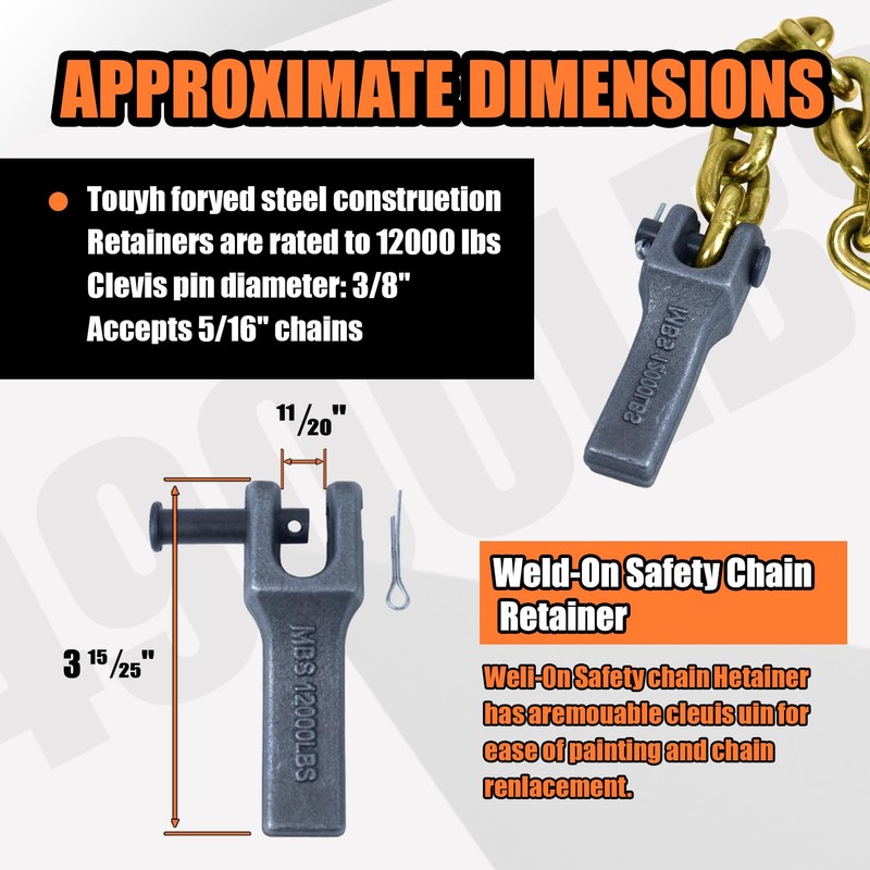 TKK 2-Pack Trailer Safety Chain - 35 Inch Chain with