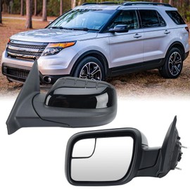 MOFOAP Left Driver Side Door Mirror Compatible with 2011 2012 2013 2014 2015 Ford Explorer Mirrors with Power Adjusted Glass Replaces BB5Z17683NA Textured Black (3 Pins)