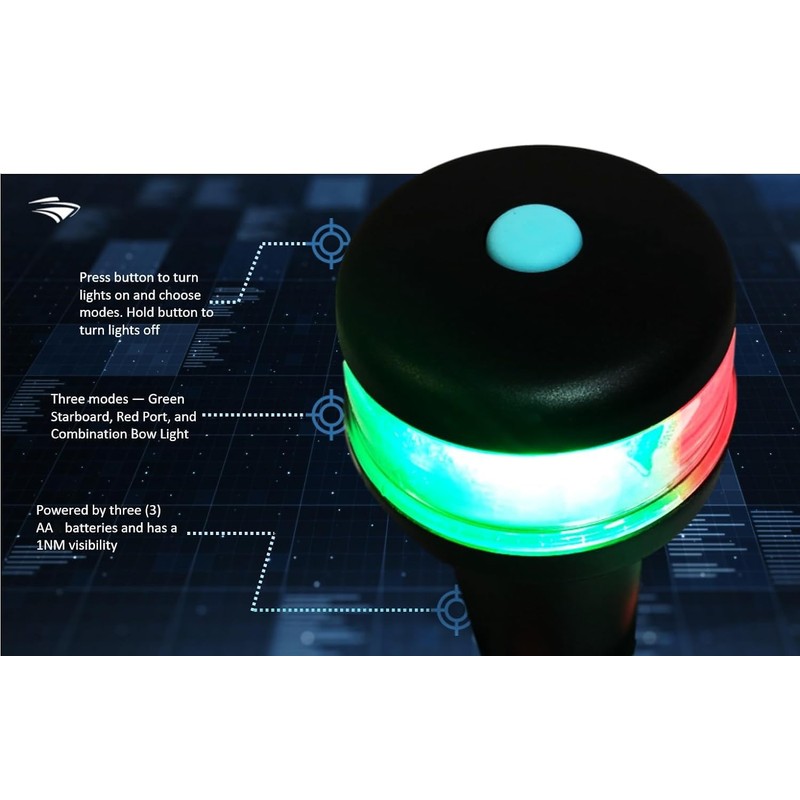Pactrade Marine Navigation Lights for Boats LED - Red/Green Battery