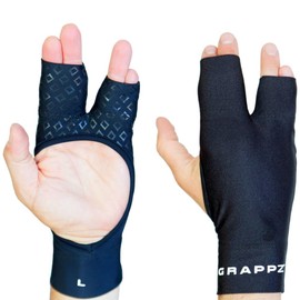 Grappz Finger Support Athletic Compression Gloves – Athletic Buddy Tape & Trigger Finger Splint Alternative – Finger Sleeve & Brace, Arthritis Pain Relief & Joint Stabilizer for All Sports, Unisex L
